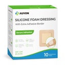 AUVON szilikon hab ruha nagy tapadó határ, 3 "x 3" 10 köteg sebtapasz magas abszorbens, vízálló szilikon hab lapok sebápolás és védelem Plus cushioning