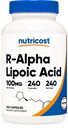 Nutricost R- Alpha Lipoic Acid 100mg, 240 kapszula - Veggie Caps, Vegan, Non-GMO, Gluten Free