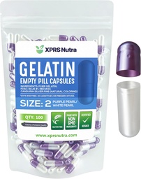 XPRS Nutra mérete 2 üres kapszula - 100 darab üres zselatin kapszula - pirula DIY kapszula töltelék - tiszta szarvasmarha pill gél kapcsok Do- it- Yourself kiegészítők (Pearl Purple / White)