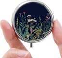 Mini Pill Box, Kis Pill Box, Aranyos Pill Organizer Vitaminok, Gyógyszerek, Halolaj és kiegészítők (Fekete virágok)