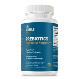 Dr. Tobias Prebiotics Digesztikai támogatás, Advanced Prebiotic Supplement for Gut Health, Immune Function & Boost for Probiotics for Women & Men, Vegan, Non-GMO, 90 kapszula, 90 szerváció