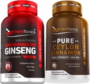 Koreai Red Panax Ginseng 1500mg - High Potency Ginseng for Energy, Performance & Immun Support for Men & Women - Tiszta Ceylon fahéjas kapszula fokozott Well- Being - 1500mg / szerving