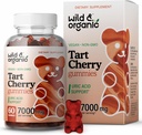 Wild & Organic Tart Cherry Gumies 7000 mg - Tart Cherry Extract Supplement for Uric Level Support - 60 Vegan, Non-GMO Chews
