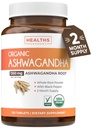 USDA Organic Ashwagandha Supplement - High Potency Ashwagandha Pills Made with Organic Black Pepper for Enhanced Absorption - Vegan Non-GMO Made in the USA & Lab Verified (2 hónap ellátás)