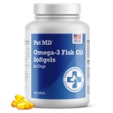 Pet MD - Omega 3 Halolaj kiegészítés kutyáknak - Bőr és kabáttámogatás kutyáknak - 180 Softgels