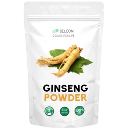 Ginseng Root Powder 4oz - Gyógynövény kiegészítés Panax Ginseng, Aktív ginsenozidok, Gazdag antioxidánsok
