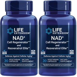 Élethosszabbítás NAD + Cell Regenerator and Resveratrol Elite, NIAGEN nikotinamid riboszid, Trans- resveratrol, quercetin, Fisetin, a hosszúságért, az energiáért és az oxidatív stresszért, 30 vegetáriánus kapszula