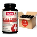Jarrow Formulas Ultra Strength Metil B- 12 5000 mcg & Metil Folate 800 mcg + P- 5- P, Supplement for Cellular Energy Metabolisation and Cardiovascularis Support, 60 Chewable Tablets, 60 Day Supply, 12 Packs