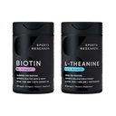 Sport Research Vegan Biotin 10,000mps Kókuszolaj Max Strength B7 120 Softgels (4 hónapos ellátás) és Double Strength L- Theanine Supplement for Focus, Relaxation & Allerness 200mg 60 Count