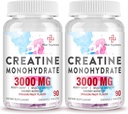 3000 MG Creatine Monohidrát nőknek és férfiaknak, Creatine Pills BCAA-val és hidrolizált Collagen Creatine Chews tabletta a teljesítmény és a helyreállítás, Erő, Sárkánygyümölcs Flavor, 180 tabletta