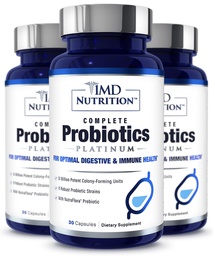 1MD Complete Probiotics Platinum 124; Supports Digestive Health Ț124; with Nourishing Prebiotics, 51 Billion Live CFU, 11 Strains, Dairy- Free Agreement Capsules (3- Pack)