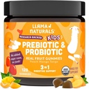 Llama Naturals Kids Probiotic with Prebiotic Fiber, Vegan, Organic Prebiotics and Probiotics Gumies for Gut Health Support, Toddler Real Fruit Gumi Vitamins, No Added Sugar Cane, Peach Mango, 120 Ct