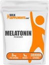 BulkSupplemens.com Melatonin Powder - Pure Melatonin, Alvástámogatás felnőtteknek - Vegan & Gluten Free, 3 mg per Serving, 1 kg (2,2 kg) (1 db)
