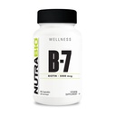 NutraBio Biotin (B- 7 vitamin) kiegészítés, 5000µg - Segíthet előmozdítani egészséges haj, bőr, és körmök, 90 növényi kapszula
