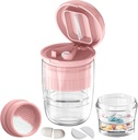 Pill Cutter Splitter Dispenser, Pill Cutter kis vagy nagy pirula, Crushes Pills, Vitaminok, Tabletta, Rozsdamentes acél penge, eltávolítható ivókupa (Pink1)