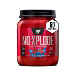 BSN N.O.-XPLODE pre workout por, energia kiegészítés férfiak és nők számára kreatin és Beta-Alanine, Flavor: Blue Raz, 60 Servings