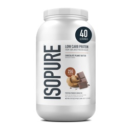 Isopure Low Carb 100% tiszta tejsavó izolátum fehérje por, laktóz mentes, glutén mentes, Vitaminokkal, csokoládé mogyoróvaj, 25 g fehérje Per Serving, 3 Lb, 40 adag (csomagolás május Vary)