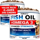 (2 Pack) Omega 3 halolaj kutyáknak - 170 sajt - bőr és kabátpótlás - Omega 3 kutyáknak - száraz és viszkető bőr kezelés - Allergia támogató kutya anti shedding kezelések - lazac - csirke ízesítő