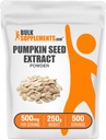 BulkSupplements.com Tökmag kivonat por - sütőtök mag kiegészítés, gyógynövény kiegészítés - Vegan & Gluten Free, 500mg per szerving, 250g (8.8 oz) (1-es csomag)