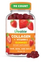 Életképes Collagen Peptides Gummeumes 124; 100mg C-vitamin-tartalommal; nagy ízű Collagen-pótlás 124; Vegetáriánus Hair Skin és Nails Gummeumes 124; Collagen Gummees felnőtteknek, férfiaknak, nőknek 124; 90 Gummies