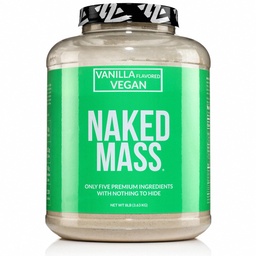 NAKED Vegan Mass - Vanilla Vegan Súly Gainer - 1230 Calories, Non-GMO, Soy & Gluten Free, No Masterial Ingredients - 8LB Bulk - 11 Servings