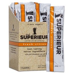 Superieur Electrolyte Powder Packets - Vegan Electrolyte Hydration Powder w / Sea Minerals - Keto Friendly, Non-GMO, Zero Sugar Electrolyte Supplement - Health Sports Drink - Citrus (14 Packets)