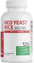 Bronson Red Yeast Rice 600 MG Monascus Purpureus Herbal Health, Non-GMO, 120 kapszula