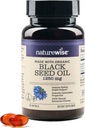 NatureWise Black Seed Oil Softgels 1250 mg - 100% Organic Cold Pressed Nigella Sativa - Omega 3 6 9 - Antioxidáns Immuntámogatás, Hair & Skin - Non-GMO, Gluten- Free - 60 Softgels [1- hónap ellátás]