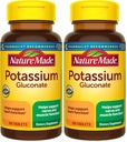 Természet Készített Kálium Glukonát 550 mg, Diétás kiegészítés szív-egészségügyi támogatás, 100 tabletta, 100 napos ellátás (csomag 2)