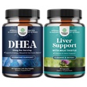 Bundle of DHEA Supplement for Women & Men - Pure DHEA 25 mg for Hormon Balance - Dehidroepiandroszteron és Máj Cleanse Detox & javítási - Milk Thistle Supplement for Digestion & Immune Health