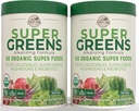 Country Farms Super Greens Natural Flavor, 50 Organic Super Foods, USDA Organic Drink Mix, Gyümölcsök, Zöldségek, Super Greens, Gombák és probiotikumok, Támogató Energia, 40 szervizek, 10.6 Oz, 2 Pack