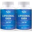 Liposzómás GABA L- Theanine 1200mg - 2 Pack magas Biológiailag elérhető GABA kiegészítők, 120 kapszula felnőtteknek
