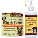 Natural Dog Company Canine Vitality Dog Vitamins and Supplements Bundle, includes (1) Hip and Joint Chews Supplement- 90 db codecin for Dogs, (1) Ultra Omega Fish Oz 16 Oz Omega 3 Fish Oil for Dogs