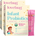 LOVEBUG Infant probiotics 0- 6 hónap - USDA Organic Probiotics for Babák, Támogatja a Baby Gas, Colic, Hasmenés és Újszülött Székrekedés Relief, Allergen & Sugar Free, Íztelen por, 60 Pack