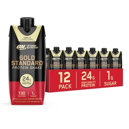 Optimum tápanyag arany standard fehérje shake, 24 g fehérje, kész inni fehérje shake, glutén mentes, C-vitamin az immunrendszer támogatása, vanília, 11 Fl Oz, 12 Számold (csomag 1) (csomagolás május Vary)