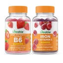 Életképes B6-vitamin + C-vitaminnal rendelkező vas, gumicukor bundle - nagy ízű, vitamin kiegészítés, glutén mentes, GMO mentes, rágható