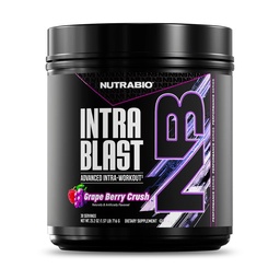 NutraBio intra Bcaa Powder Amino Acid Supplement, Electrolyte & Hydration Blend, Intra, Pre Workout & Muscle Recovery, 20g Eaa Amino Acids Powder, 5g Glutamine- Grape Berry Crush, 30 Serving
