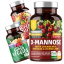 Number One Nutrition N1N Premium D- Mannose with Cranberry & Hibiscus [1350mg], 120 kapszula, és Super Fruits & Veggies Whole Food Supplement, 180 kapszula, 2 Pack Bundle