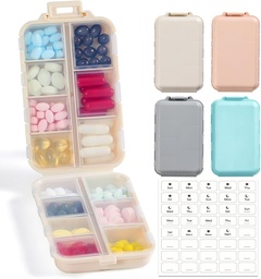 4 Pack, 14 GRIDS Travel Pill Organizer Box címkével - Travel Medicine Case Kit - Pocket Daily Pharmacy Container - Travel Medication Holder Dispenser for Fish Oil Vitamin Supplement Storage