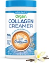 Orgain Collagen Coffee Creamer, 10g Grass Fed Collagen Peptides, French Vanilla - Organic Zab Tejpor, Kókuszolaj, MCT olaj, Avocado Oil, Hair, Skin, Nail, & Joint Support - 10oz