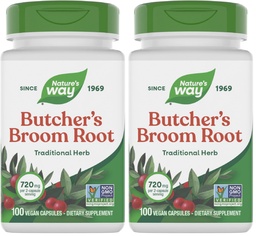 Nature 's Way Butcher' s Broom Root, Traditional Leg Vein Support *, 100 Vegan kapszula (2-es csomag)