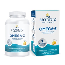 Nordic Naturals Omega3, Lemon Flavor - 180 Soft Gels - 690 mg Omega3 - Fish Oil - EPA & DHA - Immun Support, Brain & Heart Health, Optimal Wellness - Non-GMO - 90 Servings