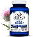 Doctor Morse Milk Thistle Supplement 25: 1 kivonat 600mg egyenértékű 15000mg, máj méregtelenítő támogatás 4: 1 kivonat 300mg egyenértékű 1200mg Gyermekláncfű - FDA Certified Ultra Potent Formula - 60 Caps