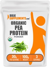 BulkSupplements.com Organic Pea Protein Powder - Plant Based & Vegan Protein Powder - Unflavoled & Gluten Free, 30g per Serving, 100g (3.5 oz) (1-es csomag)