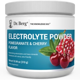 Dr. Berg Zero Sugar Hydration Keto Electrolyte Powder - Enhaned w / 1000 mg Kálium & Real Pink Himaláján Só (NEM asztali só) - Gránátalma és cseresznye hidratációs ital kiegészítés - 50 adag