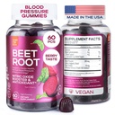 Beet Chews für hohen Blutdruck - Rübenwurzelgummis Made in USA mit Tart Cherry - Nitric Oxid Ergänzungen für Energie und Cardio Gesundheit - Vegan, No GMO, Pectin Based - für Frauen und Männer, 60 Stück