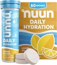 Nuun napi elektrolit tabletta Magnéziummal, kalciummal, káliummal, kloriddal és nátriummal, gluténmentes, cukormentes, & Vegan, citromszilánk ízesítővel, 8 csomag (80 szerva összesen)