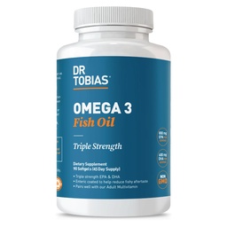Dr. Tobias Omega 3 Fish Oil, 2000mg Triple Strength with 800mg EPA 600mg DHA Per Serving, Fish Omega 3 Supplements for Heart, Brain & Immune Supplement, 90 Softgels, 45 Servings