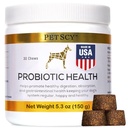 PetScy - probiotikus sajtok kutyák, probiotikus kutyák minden korosztály, Méretek & Breeds Prebiotic Fiber és Pure Omega3 A124; Javítja a bőr, kabát, és a Gut Health, 30 Chews