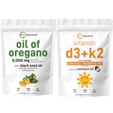 Micro Ingredients Oil of Oregano Softgels 6,000mg Per Serving & D3 5000 NE Plus K2 (MK- 7) 100 mcg, 300 Virgin Coconut Oil Softgels Bundle Pack